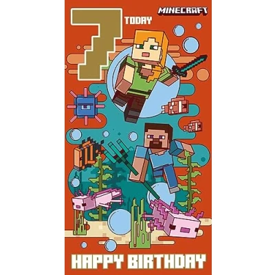 Imagen de Minecraft tarjeta de cumpleaños 7 años, para séptimo cumpleaños, compromiso climático, reciclable, con licencia oficial, 210 x 290 mm