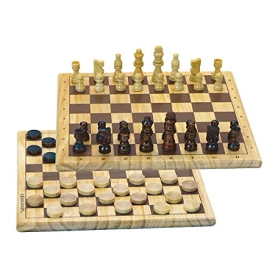 Imagen de Jeujura Damas y Ajedrez: Bandeja Reversible de Madera para Jugar Juego Sociedad Edad Mínima: 3 Años, 66430, Multicolor