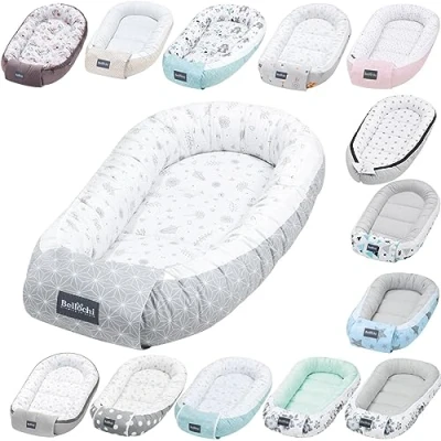 Imagen de Bellochi Nido Bebe Recien Nacido Reductor de Cuna para 100% Algodón Oeko Tex Certificado 90x60x12cm con Bordes Protectores Star Copse