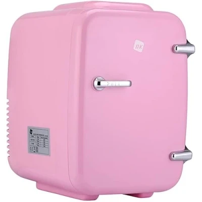 Imagen de NK Mini Nevera Portátil, 4 Litros de Capacidad, Funcionamiento 12V 220V, Función Enfriamiento y Calentamiento, Para Cosméticos Refrescos, Rosa