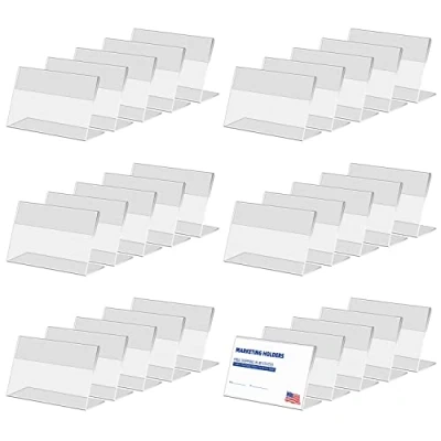 Imagen de testyu 30 Piezas Expositor Metacrilato Transparente, 8 x 5 cm Porta Precios Soporte de Sobremesa para Oficina Tienda Supermercado Promociones Restaurantes Transparente