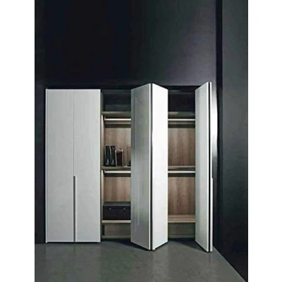 Imagen de INDAUX Kit de herrajes deslizantes para puerta muebles, armarios, guardarropa plegable con nueva opción Soft 25 kg (anodizadas, 3 puertas)