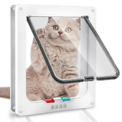 Imagen de Rubessia Puerta para Gato con Cierre magnético de 4 vías, Mascotas Gatos y Perros pequeños 28 x 25 5.5 cm (XL)