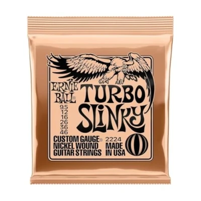 Imagen de Ernie Ball Turbo Slinky Cuerdas para guitarra eléctrica, entorchado de níquel, calibre 9,5 46