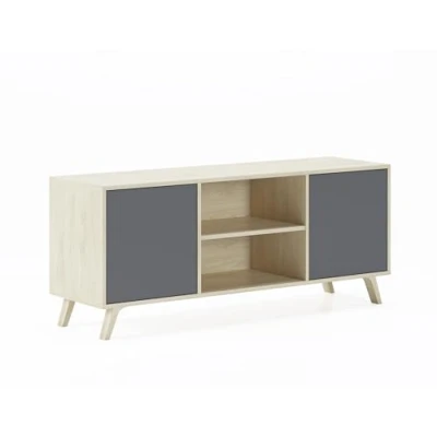 Imagen de Mueble Tv 140 Con 2 Puertas Salón Comedor Modelo Wind Color Estructura Puccini Gris Antracita 140x40x57cm .