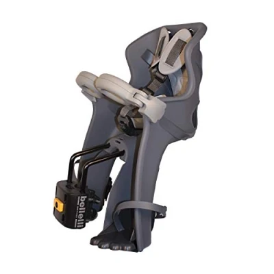 Imagen de Freccia 2021 Asiento Delantero de Bicicleta con cojíns y Correas Polipiel para Niños hasta 15 kg, 9 Meses a 3 años Se Fija al Cuadro Gris Oscuro
