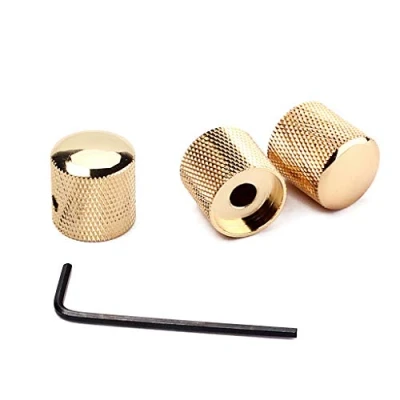 Imagen de Alnicov 3 pomos de metal para guitarra, barril moleteado piezas guitarra eléctrica (dorado)