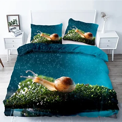 Imagen de Funda Nordica Cama 90 Caracol Juego de Edredon 150x220 cm con 1 Almohada 50x75 cm, Ropa 100% Microfibra, Suave y Transpirable