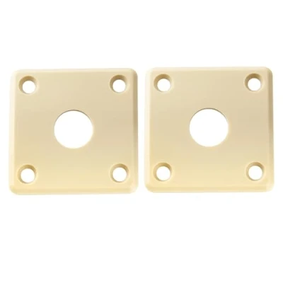 Imagen de Musiclily Pro Curvada Placa de Jack Cuadrada Plástico Plate 10mm Agujero para Guitarra Eléctrica Epiphone LP SG Style, Crema (Set 2)