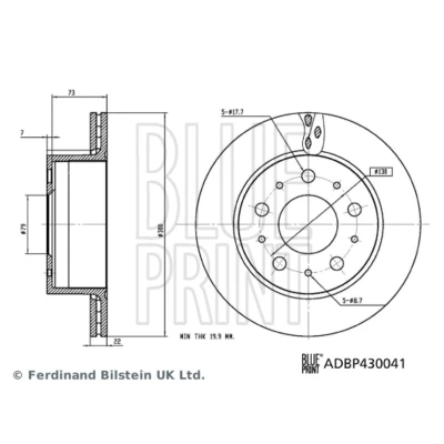 Imagen de BLUE PRINT ADBP430041 Disco de freno Eje trasero 300 22 5 130 ventilación interna revestido FIAT: Ducato III Furgón