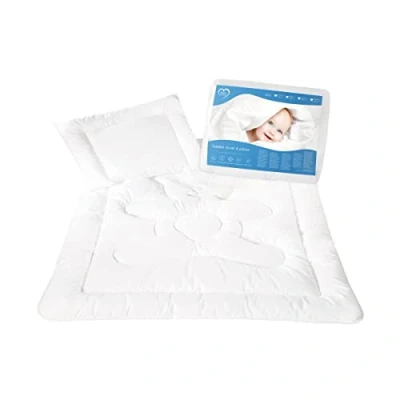 Imagen de Baby Comfort Cuna, Cama Cuna Acolchado Edredón y Relleno de Almohada 120x90 cm 100% Algodón Blanco Oso Diseño