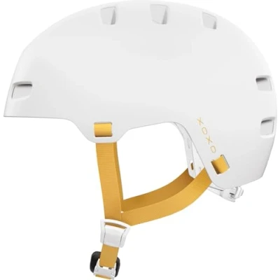 Imagen de ABUS XOXO casco de ciclista, urbano en look skater, para monopatín, bicicleta, scooter, con mentonera optimizada, adolescentes y adultos, talla L, blanco