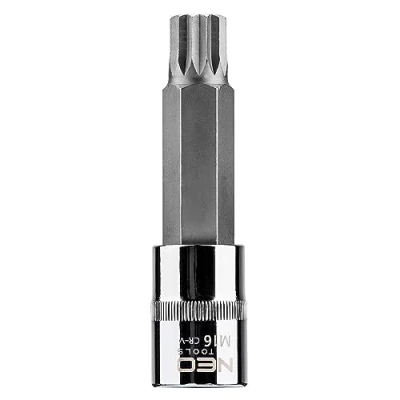 Imagen de NEO TOOLS 08 746 Piezas insertables de llave cubo 1/2 M16 Acero cromo vanadio, para herramientas Spline