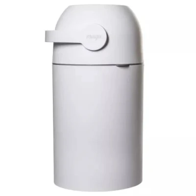 Imagen de KEMMLIT Cubo de pañales inodoro sin cassette con tapa y gran capacidad para hasta 25 pañales, incluye sistema antiolores, funciona bolsas convencionales (blanco)