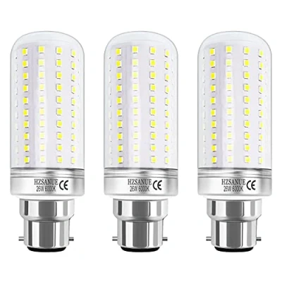 Imagen de HZSANUE LED Maíz Bombilla 26W,B22 Bayoneta Cap Bombillas LED, 6000K Blanco Frío, 2900lm,200W Incandescente Equivalentes, 3 Pack