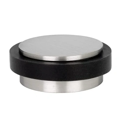 Imagen de EVI Herrajes Tope de Puerta Adhesivo Mini 35 x 12 mm Goma Negra Silicona Natural Acero Inoxidable Acabado Fijación Sencilla 100% Funcional Mod. I 140
