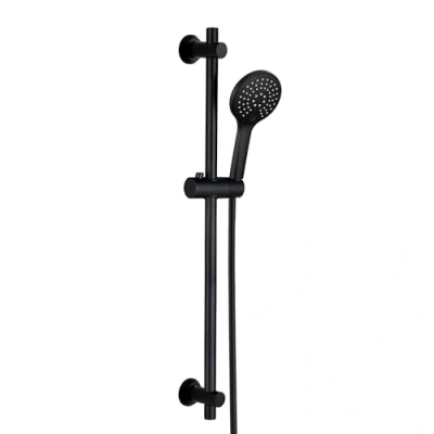 Imagen de Görbach Barra de Ducha Negra 70 cm en Acero Inox 304, con Deslizador y Soporte Fijación Ajustable, Sin Grifo, Mano 3 funcións (HBD12MB)