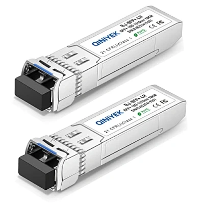 Imagen de QINIYEK 10GBase LR SFP+ Transceptor, 10G Módulo LC monomodo para Cisco SFP LR, Ubiquiti UF SM 10G,Meraki MA 10GB Mikrotik, Supermicro, Netgear(SMF,1310nm,10km,DDM)(Paquete de 2)