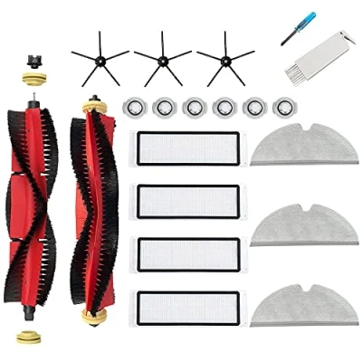 Imagen de JoyBros Repuestos Accesorios para Roborock S5 max S6 MaxV Pure E4 E5 Filtro Escoba Lateral Negro, Cepillo de Rodillo Mopa pezzi di ricambio(19 PCS)