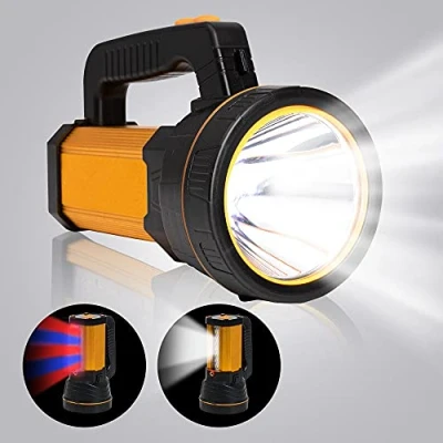 Imagen de MAYTHANK linterna LED de alta potencia 7000 lúmenes recargable grande 4 baterías 10000 mAh potente profesional portátil con proyector lateral