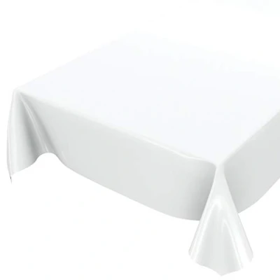 Imagen de Anro Mantel de hule lavable color liso brillante, toalla, Blanco, Schnittkante 100 x 140cm