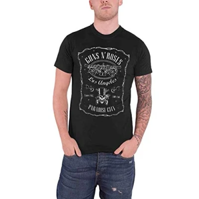 Imagen de Rock Off Guns N&#039; Roses Paradise City Label Camiseta, Negro, L para Hombre