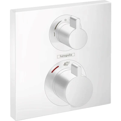 Imagen de Hansgrohe Ecostat Square Termostato empotrado para 2 funciones (llave de paso e inversor), blanco mate, 15714700