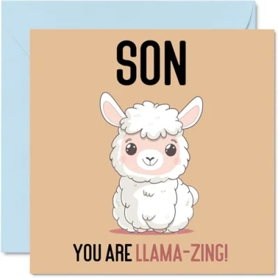 Imagen de tarjetas de cumpleaños para hijo Llama Zing Divertida tarjeta feliz mamá papá, regalos hijo, felicitación broma 145 mm x
