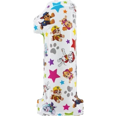 Imagen de Toyland® Globo de aluminio con Número la Patrulla Canina 26 pulgadas Globos fiesta para niños 1 6 disponible (NÚMERO 1)