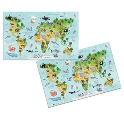 Imagen de HERMA Protector de escritorio Niños Mapa mundial, 55 x 35 cm, base antideslizante, impresa por ambas caras, limpiable, cartón resistente