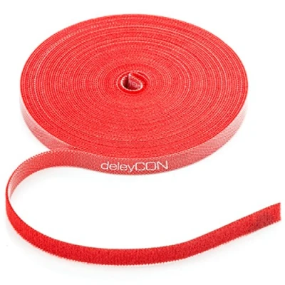 Imagen de deleyCON Rollo de cable velcro con amplia gestión cables 10 meters Rojo