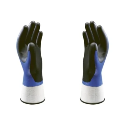 Imagen de Showa 377 Guantes de trabajo con revestimiento espuma nitrilo alta húmedas y aceitosas agarre, azul