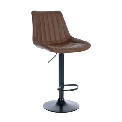Imagen de CLP Taburete De Bar Toni Tapizada En Cuero Sintético I Silla Cocina Moderna con Base Giratoria, Metálica &amp; Reposapiés, Color:marrón, Color del Marco:Negro