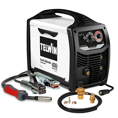 Imagen de Telwin 816127 Soldadora inverter multiproceso, Máxima 200 con accesorios de soldadura Flux/MMA/Mig Mag