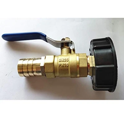Imagen de Adaptador de tanque IBC drenaje S60X6 a grifo jardín latón con manguera 1 pulgada para aceite, combustible y agua
