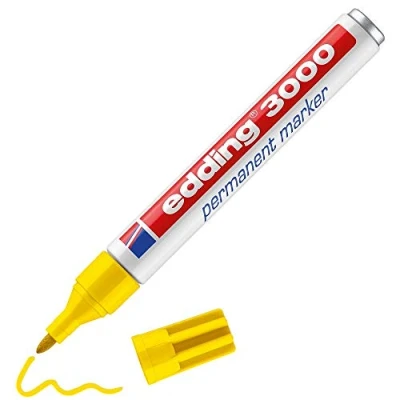 Imagen de edding 3000 marcador permanente amarillo 10 rotuladores punta redonda 1,5 3 mm indeleble de secado rápido resistente al agua y a los borrones universal