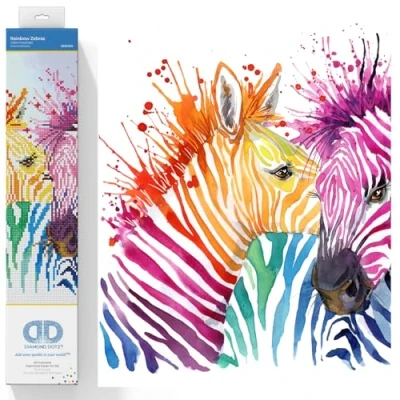 Imagen de DIAMOND DOTZ Pracht Creatives Hobby DD8 005 arco iris cebras, brillante diamante para personalizar, aprox. 40 x cm, pintar con diamantes, nueva y creativa tendencia de bricolaje.