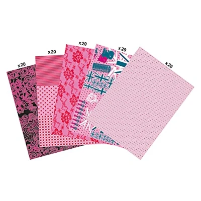 Imagen de Décopatch Papel decorativo (30 x 40 cm), diseño de hojas, color rosa