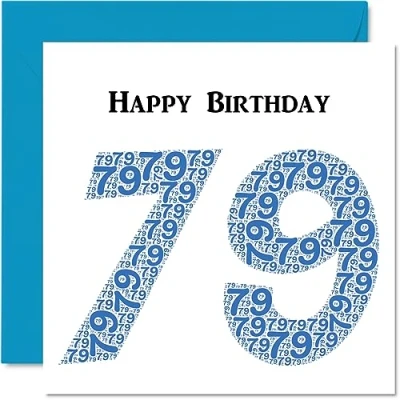 Imagen de Divertidas tarjetas de cumpleaños 79 para hombres Shapecloud Tarjeta feliz papá, mamá, abuelo abuelo, niñera, abuela, tío tía, felicitación 145 mm x mm,