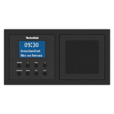 Imagen de TechniSat DIGITRADIO UP 1 Radio Dab+ Empotrable para su Instalación en Enchufes Dobles (Dab, FM, Bluetooth, Pantalla LCD Regulable, Despertador, Temporizador Dormir, 2 Vatios RMS) Negro