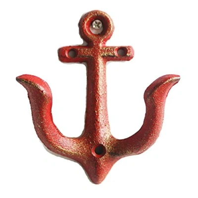 Imagen de KiaoTime Perchas de pared estilo vintage rústico hierro fundido con diseño ancla náutica ganchos para colgar en la pared, antiguo, metal envejecido, el hogar baño toalla abrigos