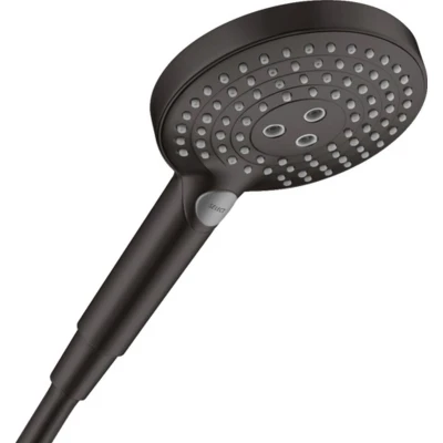 Imagen de hansgrohe 26014670 Raindance Select S 120 3jet Alcachofa de ducha, color negro mate, 3 tipos chorro, incluye PowderRain