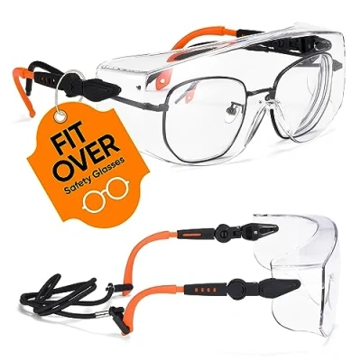 Imagen de SAFEYEAR Gafas de Protección Antivaho Patillas Ajustables Anteojos Protectoras Laboratorios con Cinta SG009