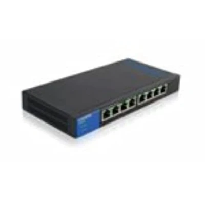 Imagen de Linksys LGS108P UK Conmutador de red no administrado Gigabit Ethernet (10/100/1000) Energía sobre (PoE) Negro Switch (No administrado, (10/100/1000), (PoE))