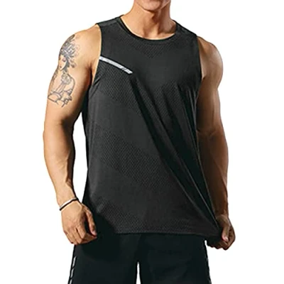 Imagen de Hombre Atlético Entrenamiento Camisetas Sin Mangas Musculación para Correr Secado rápido Gimnasio Ropa Deportiva Negro XL