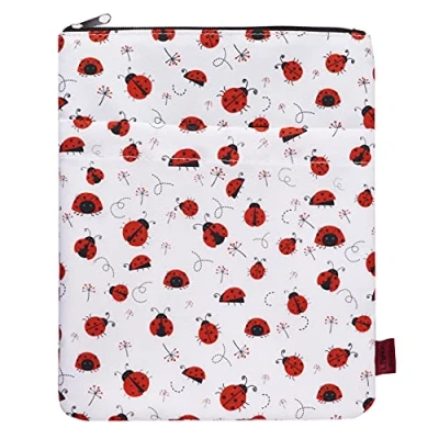 Imagen de Protector de libro mariquita con funda libro, fundas para tapa blanda, cremallera, tamaño mediano 11 x 8.7 pulgadas
