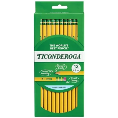 Imagen de Ticonderoga Lápices Dixon madera # 2, color amarillo Box of 12 (Hang Tab)