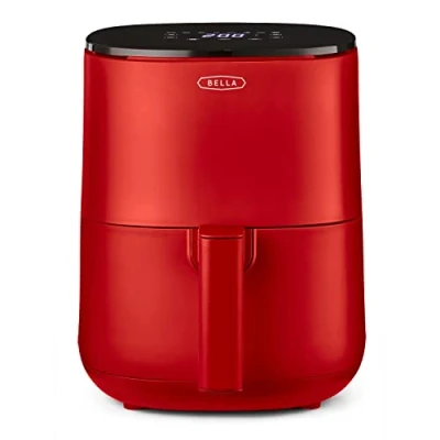 Imagen de BELLA Freidora de Aire con Pantalla Táctil 3 L, Sin Precalentamiento, Aceite, Sartén Antiadherente y Bandeja para Elementos Crujientes Aptas Lavavajillas, Color Rojo Mate