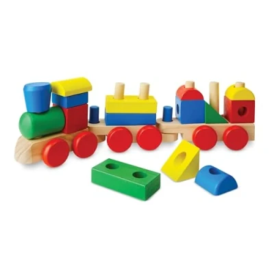 Imagen de Melissa &amp; Doug Tren de madera apilable, Juguetes desarollo, Juguete educativo multicolor, Montessori, Ayuda con las habilidades motoras, Regalo para niños y niñas 3 4 5 6 años