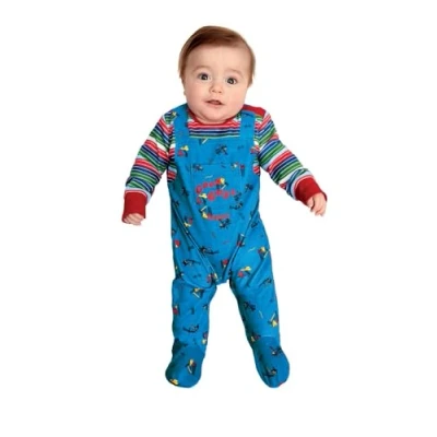 Imagen de Smiffys Disfraz de Chucky para bebé, Azul, con todo en uno impreso